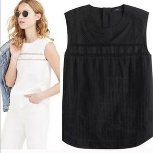 J Crew Pin tuck Cotton Sleeveless Blouse